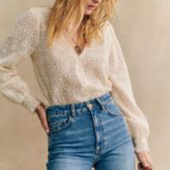Sezane Gaya Blouse Ecru - Size 12 - Picture 4 of 6